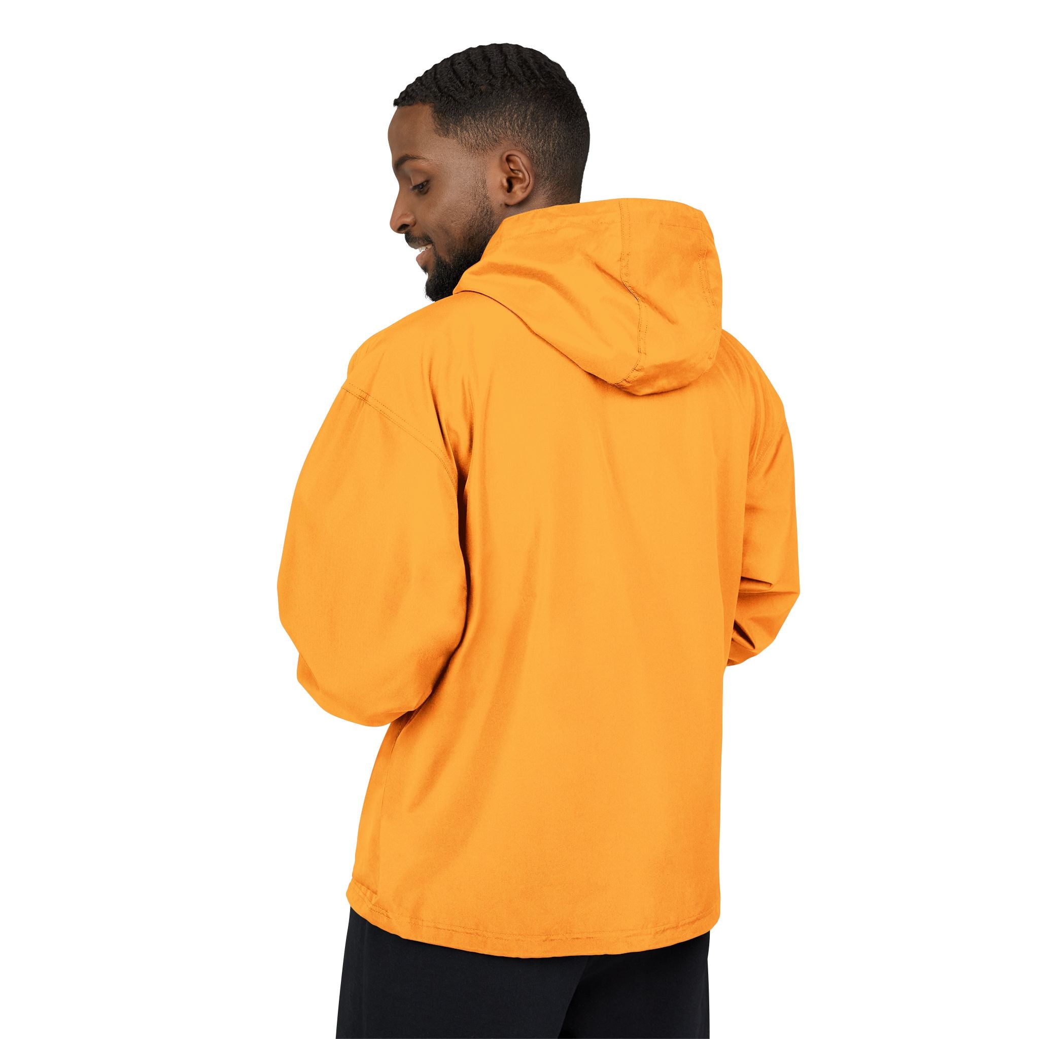 Packable Anorak Jacket — Lightweight Orange Windbreaker with Front Pocket