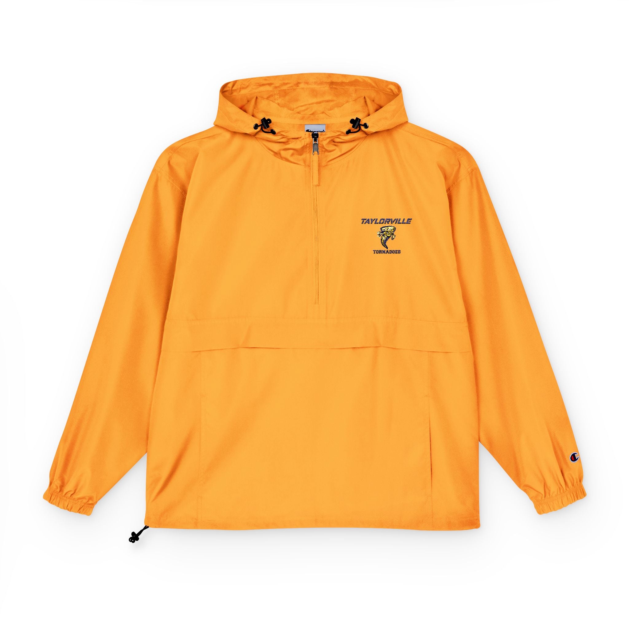 Packable Anorak Jacket — Lightweight Orange Windbreaker with Front Pocket